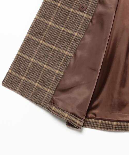 Ray BEAMS（レイビームス）の「チェック ビーバー ダブル ハーフコート（ステンカラーコート・レディース・グレー/ダークブラウン・0/1）」の5枚目の写真