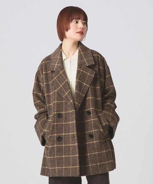 BEAMS パープル系チェック コート　サイズ1 Ray BEAMS（レイビームス）の「Ray BEAMS / チェック スタンドカラー