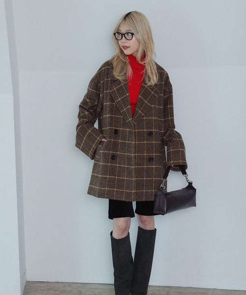 チェック ビーバー ダブル ハーフコート（その他アウター）｜Ray BEAMS