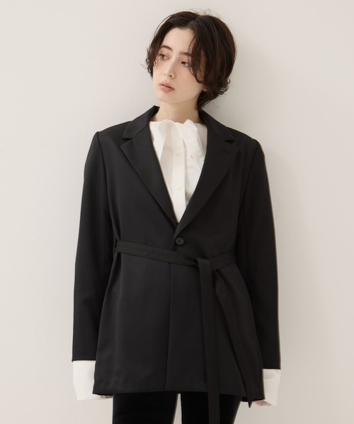 Dessin de Mode（デッサンドモード）の「【Dessin de mode/デッサンデモード】《STUDIOUS別注》バックインパーテッドジャケット/秋服（テーラードジャケット・レディース・ベージュ/ブラック・1/2）」の2枚目の写真