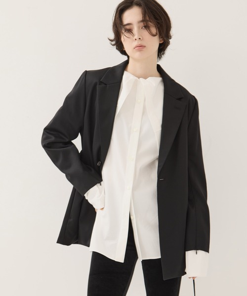Dessin de Mode（デッサンドモード）の「【Dessin de mode/デッサンデモード】《STUDIOUS別注》バックインパーテッドジャケット/秋服（テーラードジャケット・レディース・ベージュ/ブラック・1/2）」の11枚目の写真