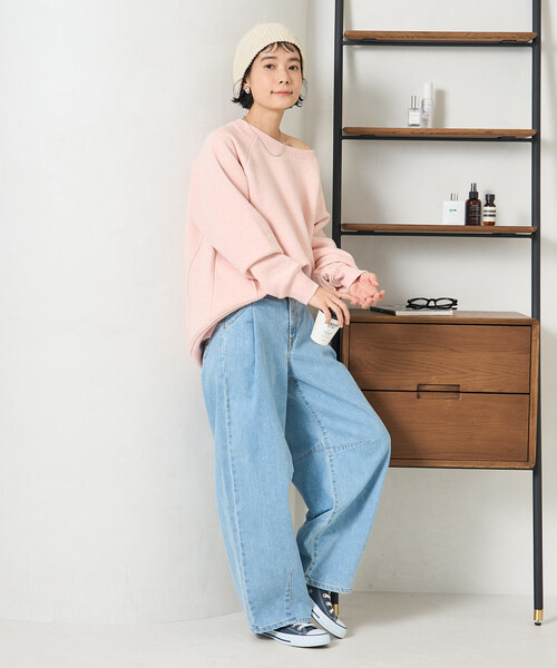 FREAK'S STORE(フリークスストア)の「2WAY 裏毛杢 スウェット /ワンショルダースウェット(スウェット・レディース・グレー/チャコール/オートミール/ピンク・フリ-)」の8枚目の写真