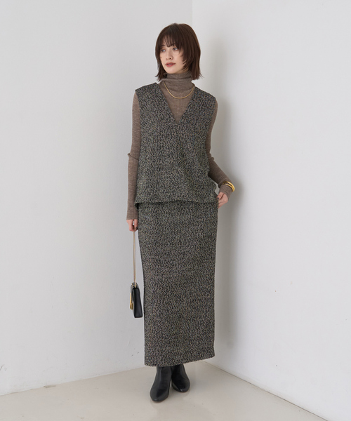Rouge vif(ルージュヴィフ)の「【セットアップ対応】ポリウーリングカルゼVネックベスト(ベスト・レディース・ブラック/ブラック系その他・フリー)」の13枚目の写真