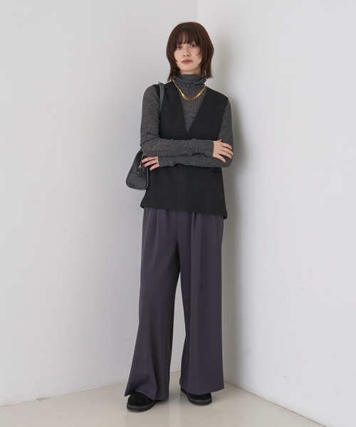 Rouge vif(ルージュヴィフ)の「【セットアップ対応】ポリウーリングカルゼVネックベスト(ベスト・レディース・ブラック/ブラック系その他・フリー)」の18枚目の写真