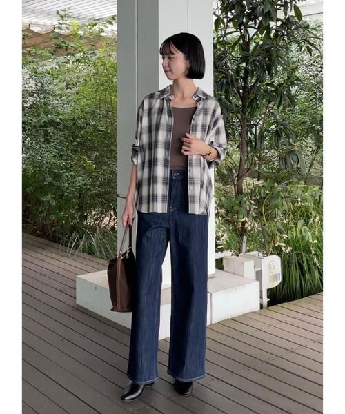 grove(グローブ)の「今の季節にちょうどいい オンブレーチェックシャツ(シャツ/ブラウス・レディース・ブラウン系その他2/ホワイト系4・02/03/05/04/01)」の16枚目の写真
