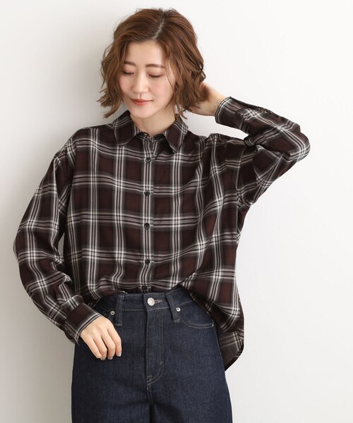 grove(グローブ)の「今の季節にちょうどいい オンブレーチェックシャツ(シャツ/ブラウス・レディース・ブラウン系その他2/ホワイト系4・02/03/05/04/01)」の18枚目の写真