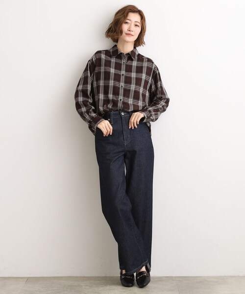 grove(グローブ)の「今の季節にちょうどいい オンブレーチェックシャツ(シャツ/ブラウス・レディース・ブラウン系その他2/ホワイト系4・02/03/05/04/01)」の9枚目の写真