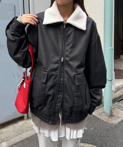 襟切替2WAYヴィンテージレザーブルゾン（ブルゾン）｜CIAOPANIC
