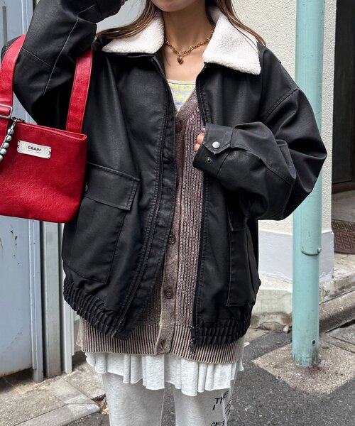 襟切替2WAYヴィンテージレザーブルゾン（ブルゾン）｜CIAOPANIC