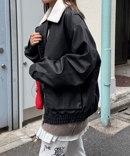 襟切替2WAYヴィンテージレザーブルゾン（ブルゾン）｜CIAOPANIC