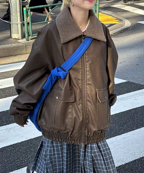 襟切替2WAYヴィンテージレザーブルゾン（ブルゾン）｜CIAOPANIC