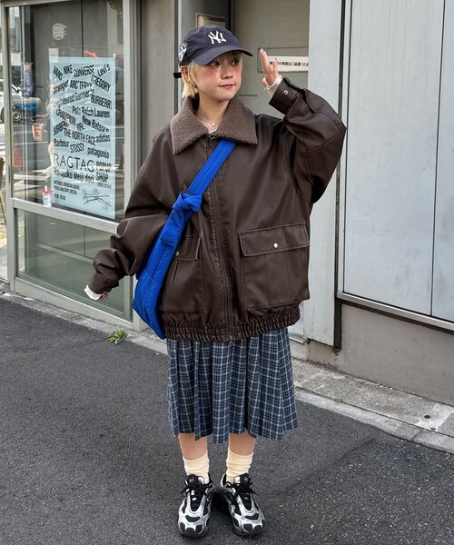 セール】襟切替2WAYヴィンテージレザーブルゾン（ブルゾン