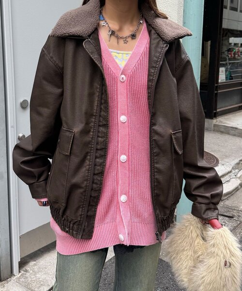 襟切替2WAYヴィンテージレザーブルゾン（ブルゾン）｜CIAOPANIC