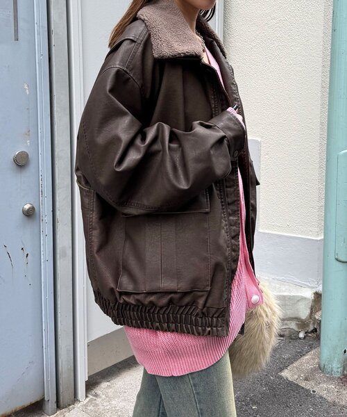 襟切替2WAYヴィンテージレザーブルゾン（ブルゾン）｜CIAOPANIC