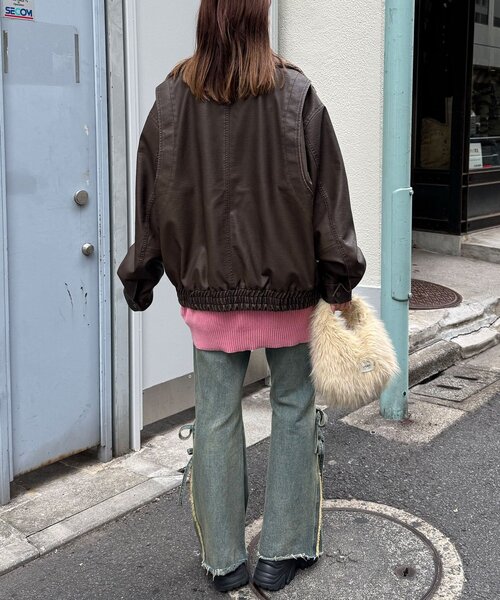 襟切替2WAYヴィンテージレザーブルゾン（ブルゾン）｜CIAOPANIC