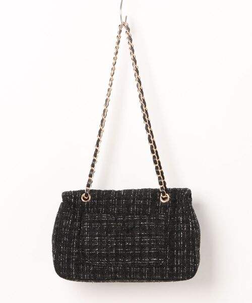 flower(フラワー)の「ツイードチェーンバッグ(ショルダーバッグ・レディース・ブラック/アイボリー・FREE)」の3枚目の写真