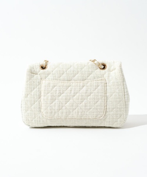 flower(フラワー)の「ツイードチェーンバッグ(ショルダーバッグ・レディース・ブラック/アイボリー・FREE)」の7枚目の写真