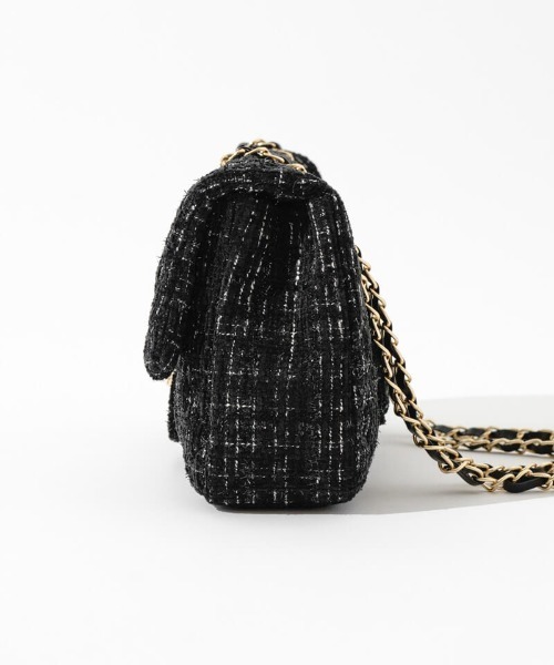 flower(フラワー)の「ツイードチェーンバッグ(ショルダーバッグ・レディース・ブラック/アイボリー・FREE)」の13枚目の写真