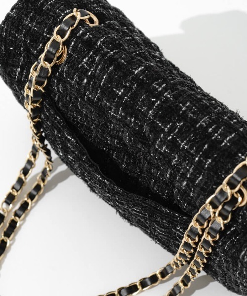 flower(フラワー)の「ツイードチェーンバッグ(ショルダーバッグ・レディース・ブラック/アイボリー・FREE)」の15枚目の写真