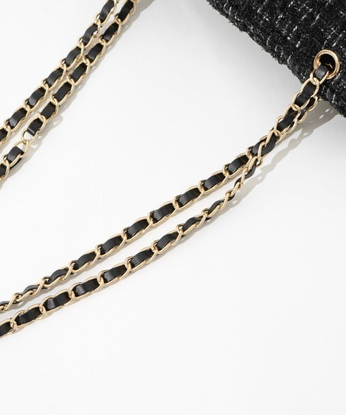 flower(フラワー)の「ツイードチェーンバッグ(ショルダーバッグ・レディース・ブラック/アイボリー・FREE)」の16枚目の写真