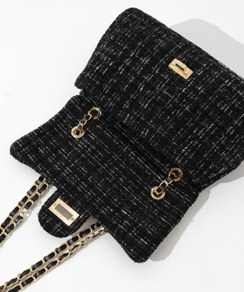 flower(フラワー)の「ツイードチェーンバッグ(ショルダーバッグ・レディース・ブラック/アイボリー・FREE)」の17枚目の写真