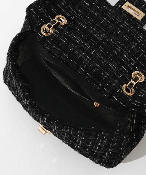 flower(フラワー)の「ツイードチェーンバッグ(ショルダーバッグ・レディース・ブラック/アイボリー・FREE)」の19枚目の写真