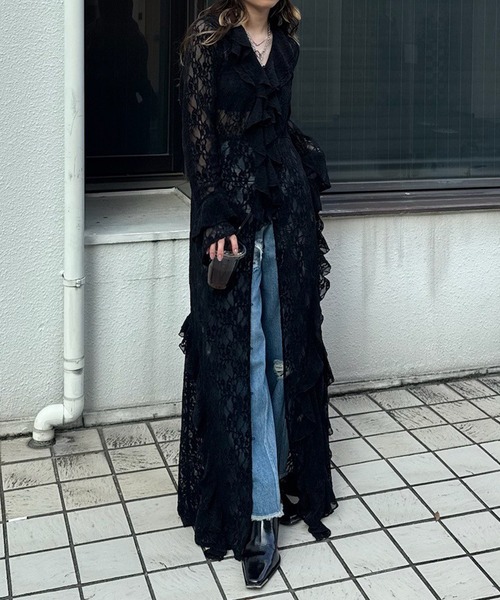 Ameri（アメリ）の「UND 2WAY CUT LACE FRILL DRESS（ワンピース