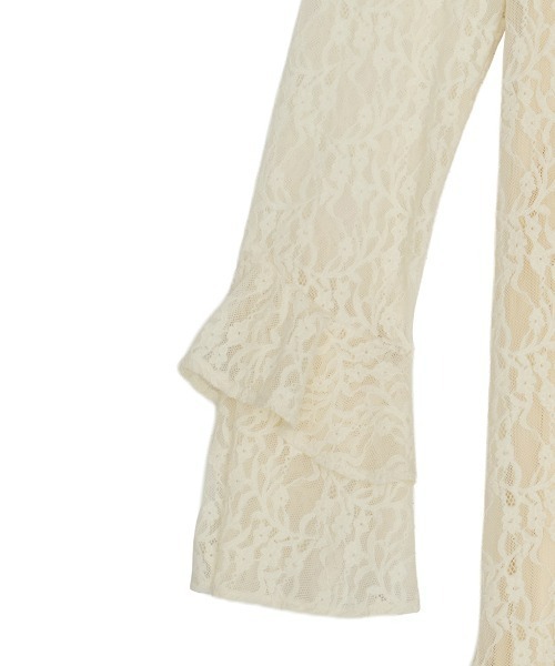 UND 2WAY CUT LACE FRILL TOP AMERI アイボリー UND 2WAY CUT LACE FRILL TOP（Tシャツ/カットソー）｜Ameri（アメリ