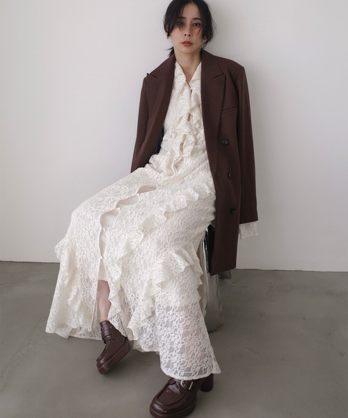 Ameri（アメリ）の「UND 2WAY CUT LACE FRILL DRESS（ワンピース