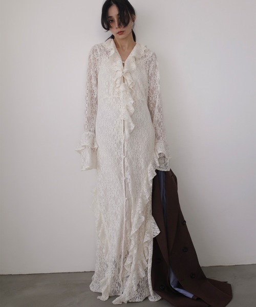 Ameri（アメリ）の「UND 2WAY CUT LACE FRILL DRESS（ワンピース