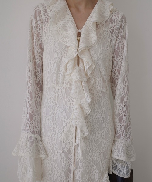 Ameri（アメリ）の「UND 2WAY CUT LACE FRILL DRESS（ワンピース