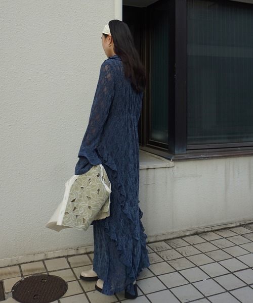 【極美品】AMERI　アメリ　ワンピース　パーティードレス　ロング　フレア Ameri（アメリ）の「UND 2WAY CUT LACE FRILL DRESS（ワンピース