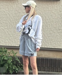 快適ウエストゴム脚すっきりAラインスウェットショートパンツ