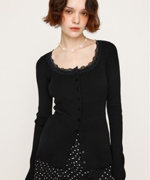 【再入荷】LACE DOCKING FRONT BUTTON TOPS レース ドッキング フロント ボタン トップス 秋服 冬服