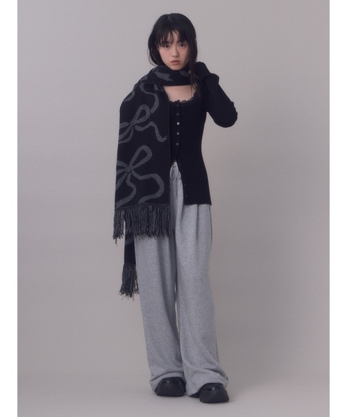 SLY（スライ）の「【再入荷】LACE DOCKING FRONT BUTTON TOPS レース ドッキング フロント ボタン トップス 秋服 冬服（ニット/セーター・レディース・ブラック/杢グレー・FREE）」の14枚目の写真