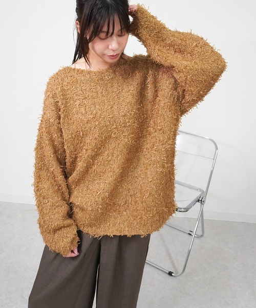 gossara(ゴサラ)の「【万能アイテム】テープヤーンローケージプルオーバー(ニット/セーター・レディース・アイボリー系/ダークブラウン/モカ・FREE)」の14枚目の写真