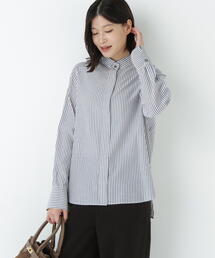 ◆ストライプロールハイネックシャツ