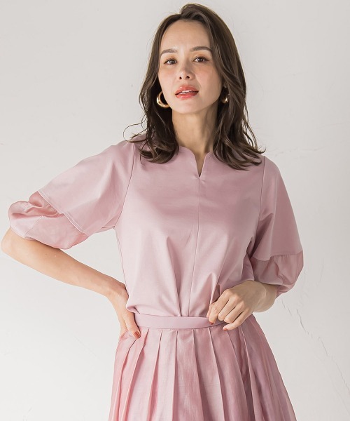 Viaggio Blu(ビアッジョブルー)の「シアードッキングポンチカットソー≪洗濯機で洗える≫(Tシャツ/カットソー・レディース・ホワイト/ブラック/ピンク・L/S/M)」の6枚目の写真
