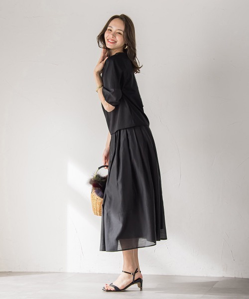 Viaggio Blu(ビアッジョブルー)の「シアードッキングポンチカットソー≪洗濯機で洗える≫(Tシャツ/カットソー・レディース・ホワイト/ブラック/ピンク・L/S/M)」の13枚目の写真