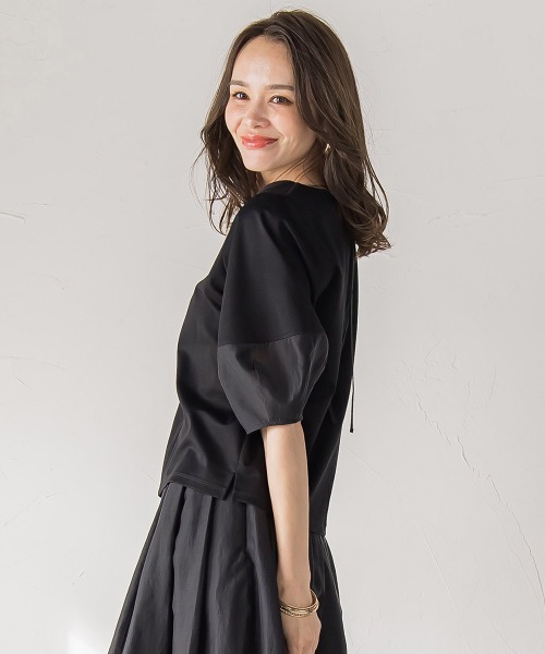 Viaggio Blu(ビアッジョブルー)の「シアードッキングポンチカットソー≪洗濯機で洗える≫(Tシャツ/カットソー・レディース・ホワイト/ブラック/ピンク・L/S/M)」の14枚目の写真