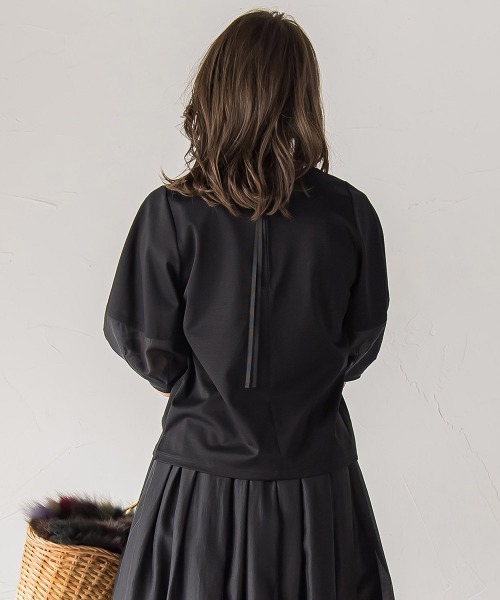 Viaggio Blu(ビアッジョブルー)の「シアードッキングポンチカットソー≪洗濯機で洗える≫(Tシャツ/カットソー・レディース・ホワイト/ブラック/ピンク・L/S/M)」の16枚目の写真