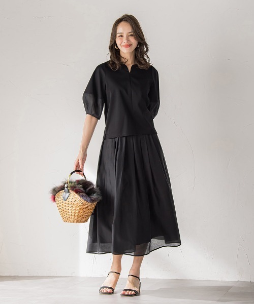 Viaggio Blu(ビアッジョブルー)の「シアードッキングポンチカットソー≪洗濯機で洗える≫(Tシャツ/カットソー・レディース・ホワイト/ブラック/ピンク・L/S/M)」の18枚目の写真