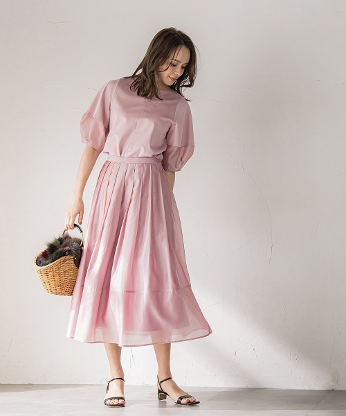 Viaggio Blu(ビアッジョブルー)の「シアードッキングポンチカットソー≪洗濯機で洗える≫(Tシャツ/カットソー・レディース・ホワイト/ブラック/ピンク・L/S/M)」の8枚目の写真