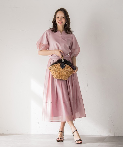 Viaggio Blu(ビアッジョブルー)の「シアードッキングポンチカットソー≪洗濯機で洗える≫(Tシャツ/カットソー・レディース・ホワイト/ブラック/ピンク・L/S/M)」の10枚目の写真
