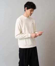 a.v.v（アーヴェヴェ）の「【イージーケア/毛玉になりにくい】アゼダブルフェイスワンポイント刺繍プルオーバー（Tシャツ/カットソー）」