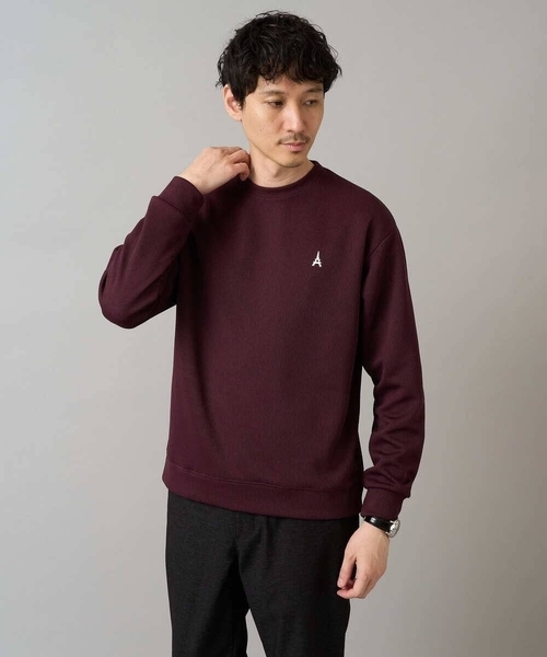 a.v.v（アーヴェヴェ）の「【イージーケア/毛玉になりにくい】アゼダブルフェイスワンポイント刺繍プルオーバー（Tシャツ/カットソー・メンズ・アイボリー/ブラック/ダークグリーン/ダークオレンジ/ボルドー/オレンジ・48/52/50/46）」の4枚目の写真