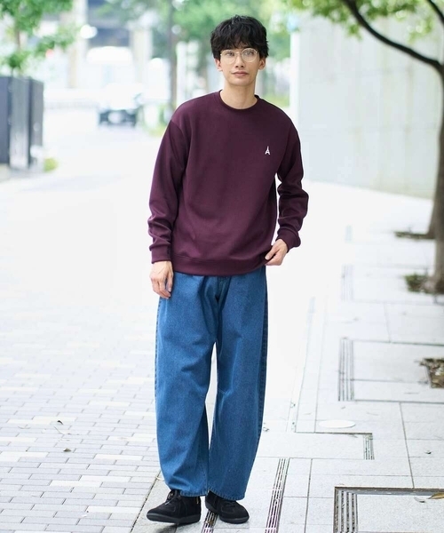 a.v.v（アーヴェヴェ）の「【イージーケア/毛玉になりにくい】アゼダブルフェイスワンポイント刺繍プルオーバー（Tシャツ/カットソー・メンズ・アイボリー/ブラック/ダークグリーン/ダークオレンジ/ボルドー/オレンジ・48/52/50/46）」の11枚目の写真