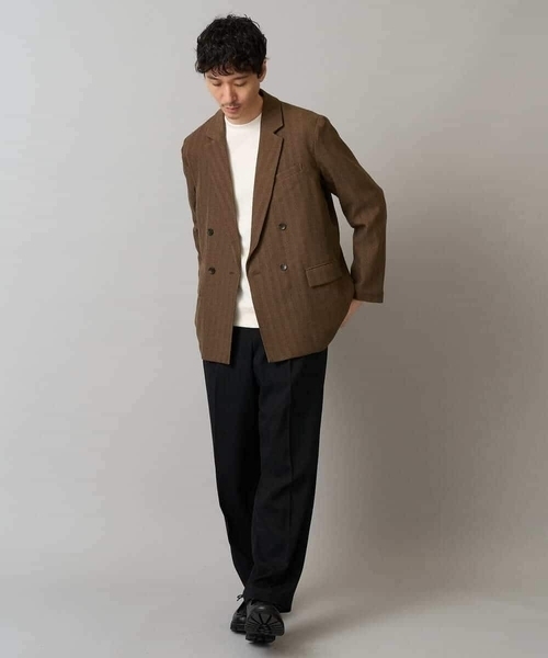 a.v.v（アーヴェヴェ）の「【イージーケア/毛玉になりにくい】アゼダブルフェイスワンポイント刺繍プルオーバー（Tシャツ/カットソー・メンズ・アイボリー/ブラック/ダークグリーン/ダークオレンジ/ボルドー/オレンジ・48/52/50/46）」の21枚目の写真