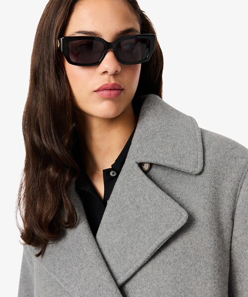 ショート丈 オーバーサイズウールブレンドPコート（ピーコート