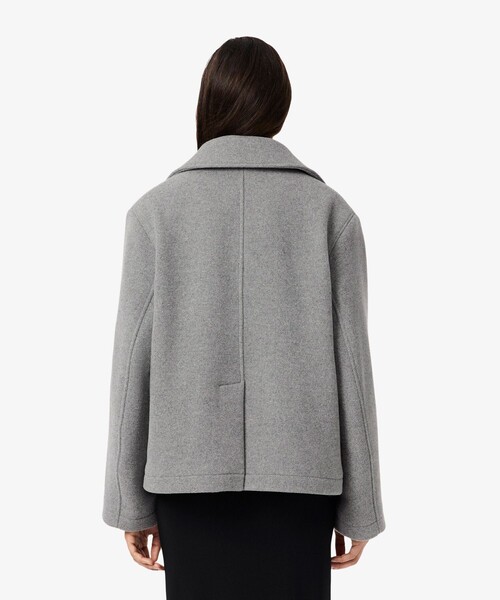 ショート丈 オーバーサイズウールブレンドPコート（ピーコート